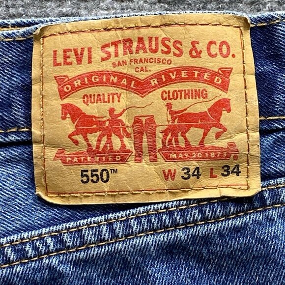 Levis 550 Jeans Mens 34x34 Blue Relax Fit Straight Workwear Demin Causal - Picture 12 of 15